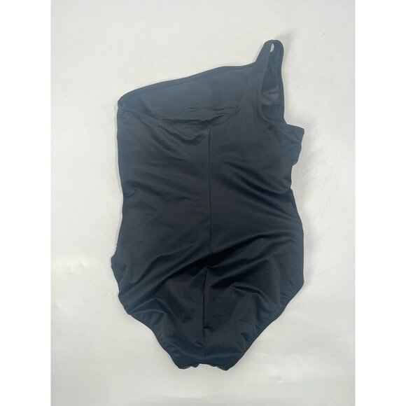 Miraclesuit Black One Piece One Shoulder Sz 14 - Picture 2 of 3